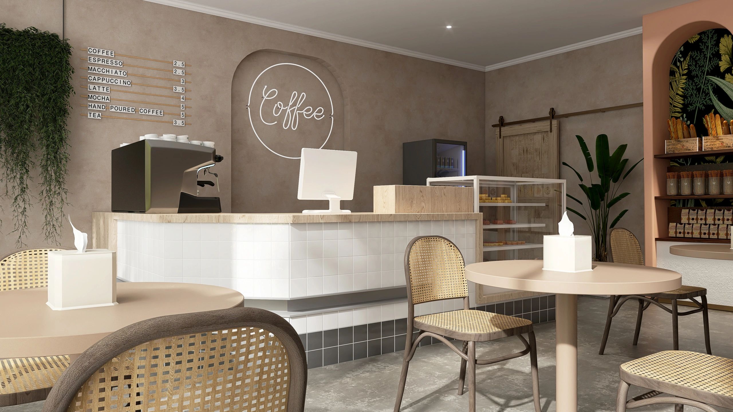 Bakery interior with display counter